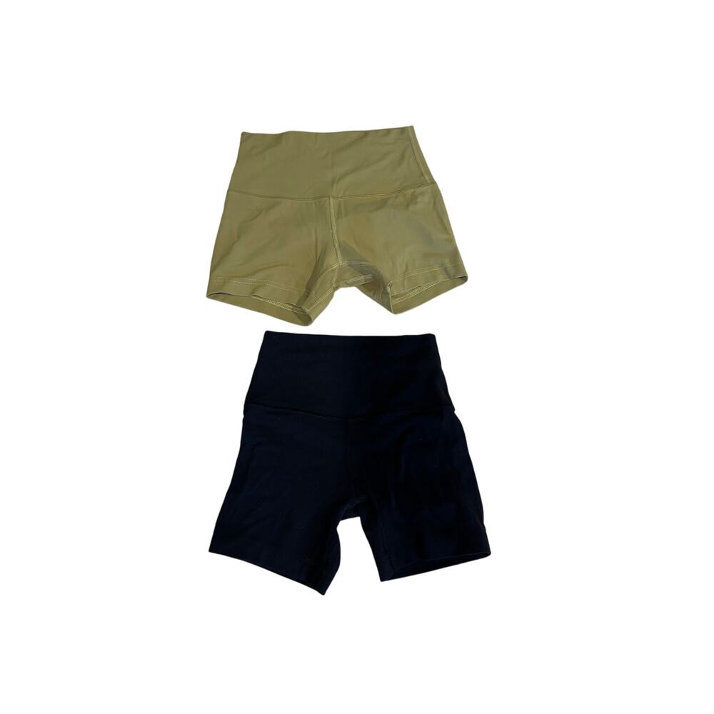 Lululemon Align Biker Shorts Bundle Sz 2 & 4 Black and Green 4”
